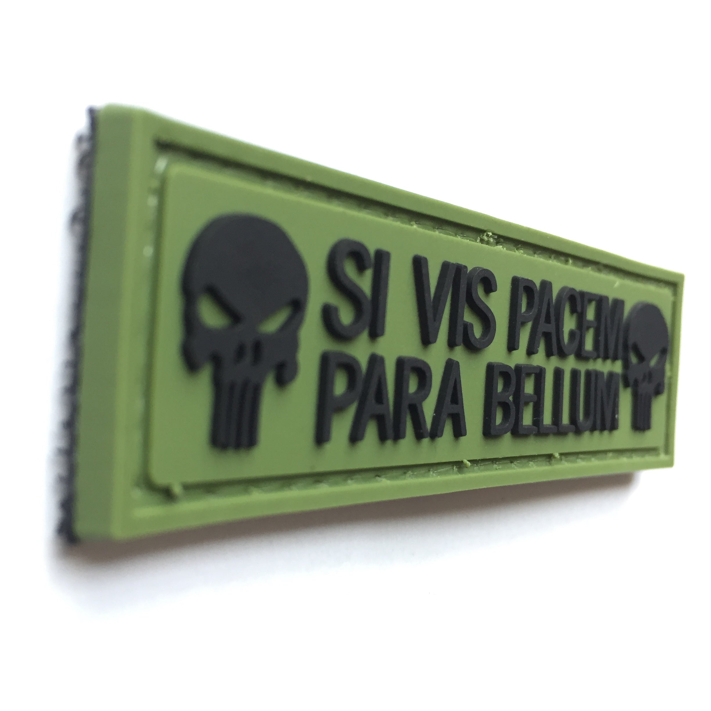 SI VIS PACEM PARA BELLUM with Skull PVC Patch Black and Green