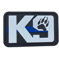 K9 Paw with Blue Line PVC Patch White