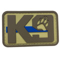K9 Paw with Blue Line PVC Patch Coyote Tan