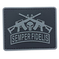 Semper Fidelis with Punisher and Rifles - Black and Gray - PVC Patch