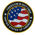 Round US Flag and Freedom is Not Free - Gold Version - PVC Patch