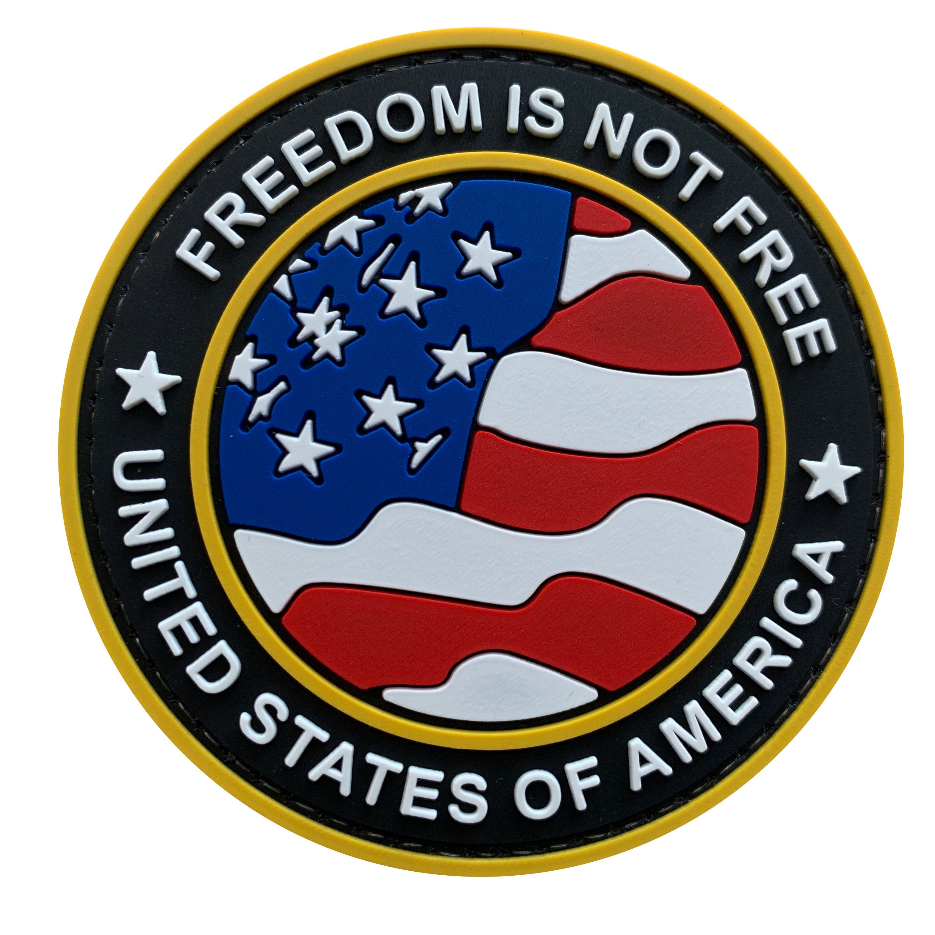 Round US Flag and Freedom is Not Free - Gold Version - PVC Patch