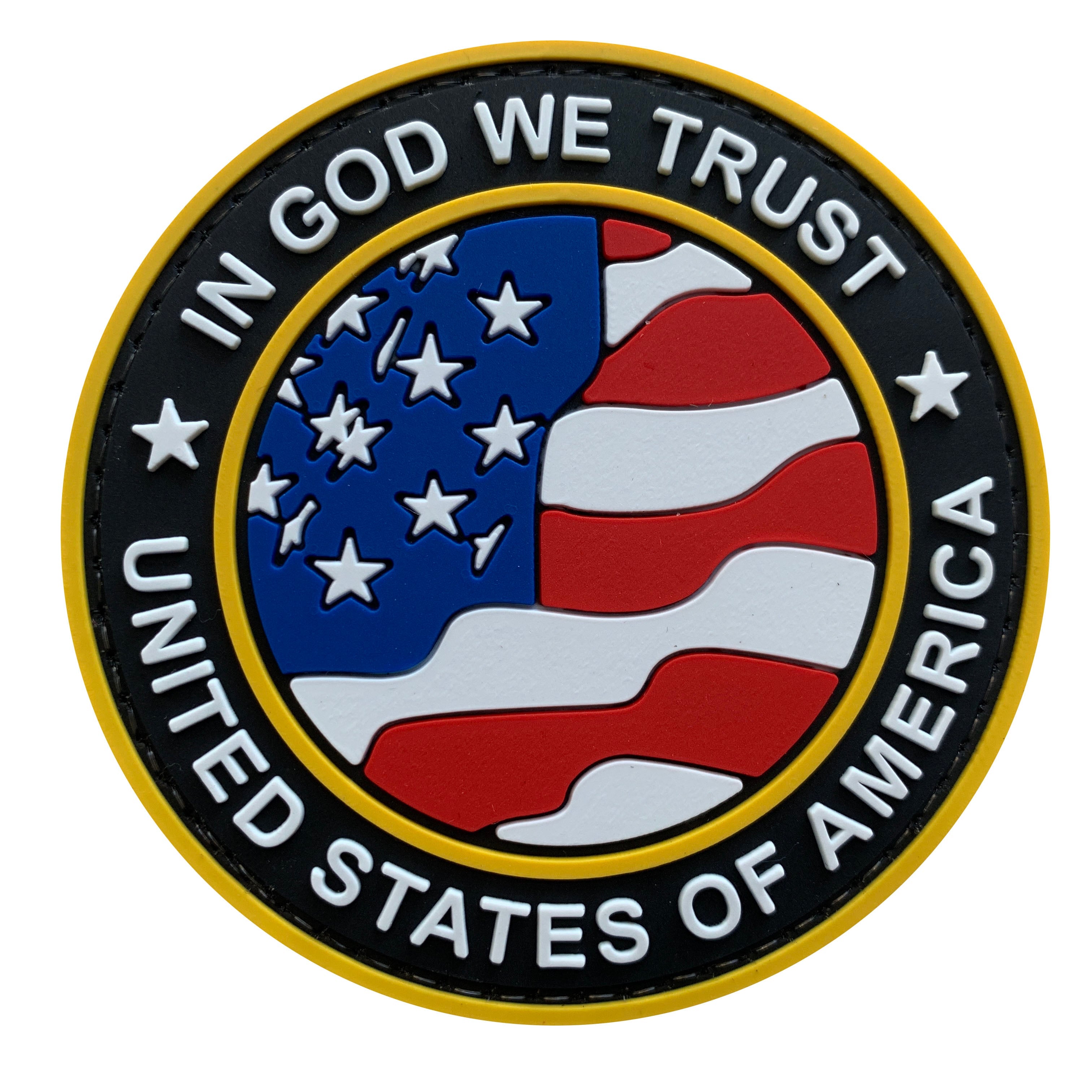 Round US Flag and In God We Trust - Blue Version - PVC Patch