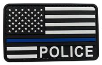 Thin Blue Line Flag with POLICE - PVC Patch