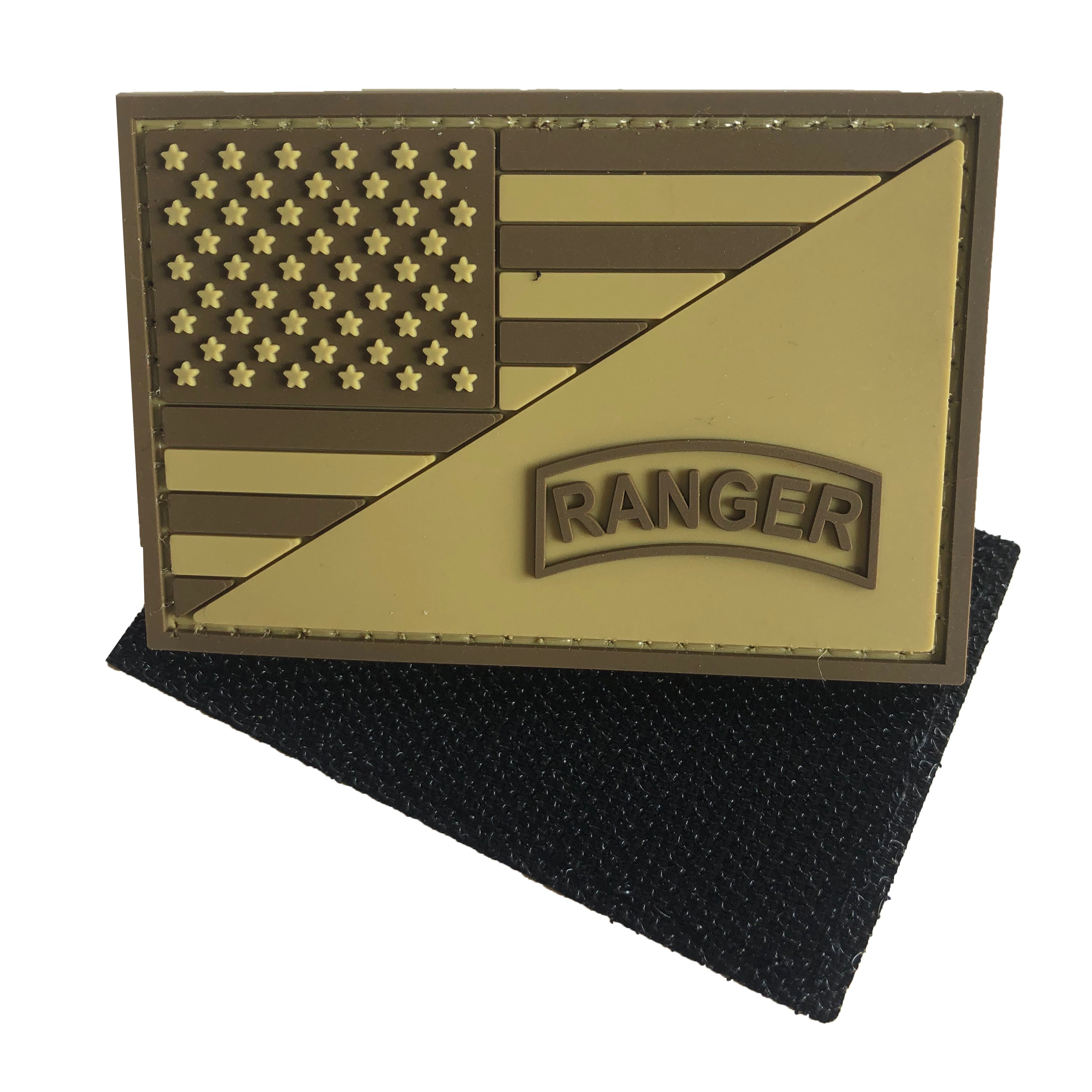 American Flag With Ranger Tab - Tan - PVC