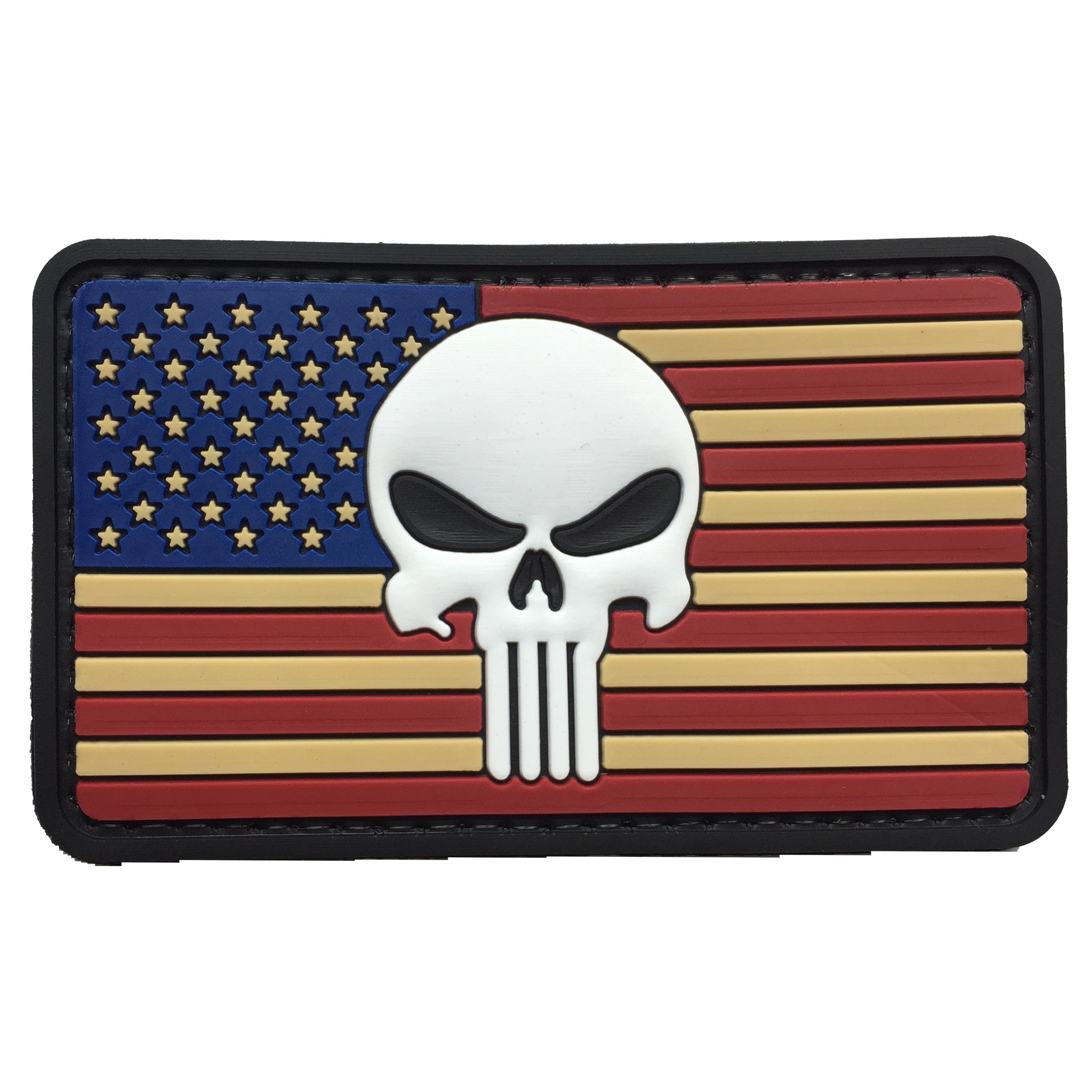 US Flag with Skull - PVC Patch