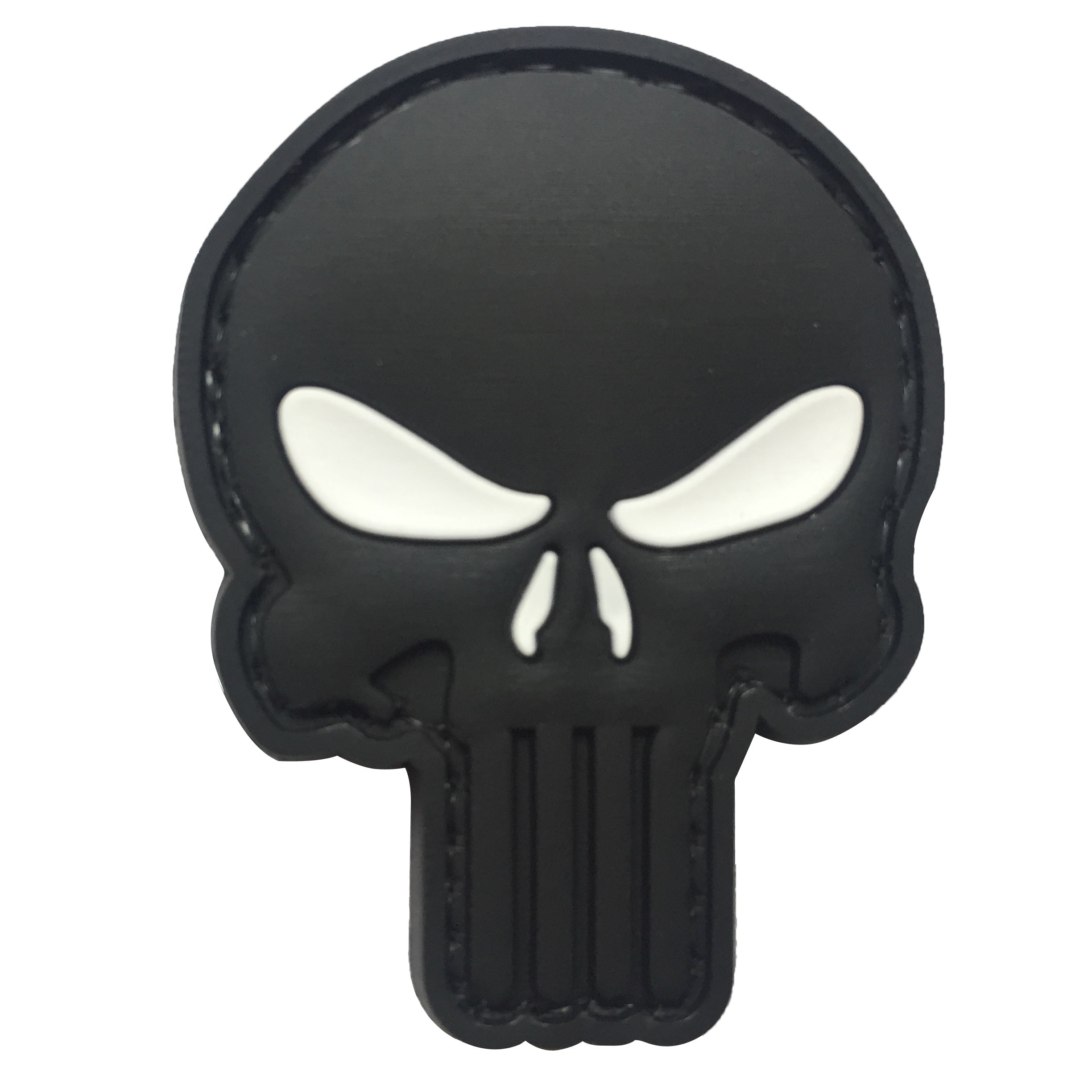Skull Cut Out PVC Patch White Eyes