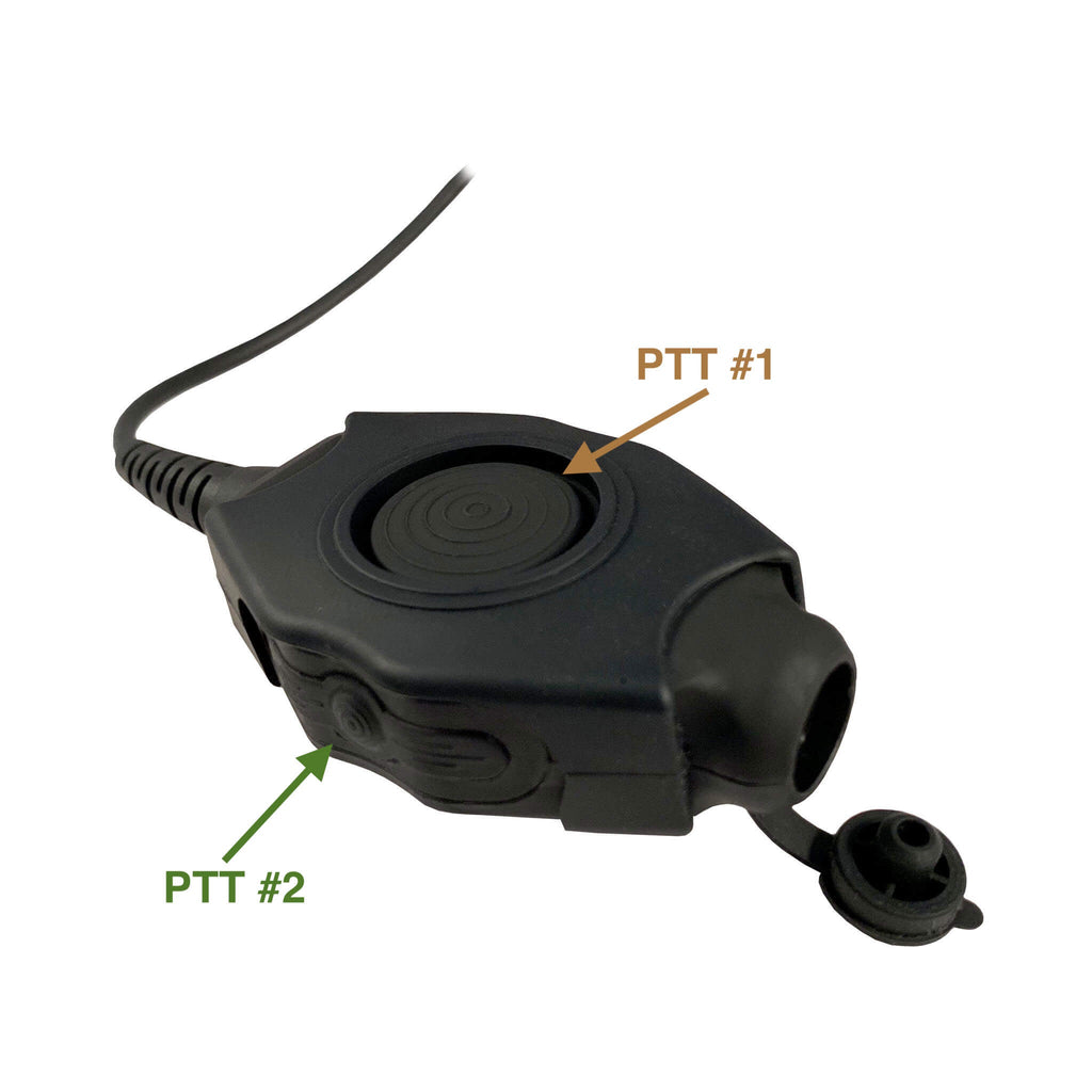 Tactical Dual Radio PTT for Single Comm Headset Quick Disconnect (Hirose): NATO/Military Wiring, Gentex, Ops-Core, OTTO, Select Peltor Models, Helicopter - Replacement/Upgrade - No Adapter