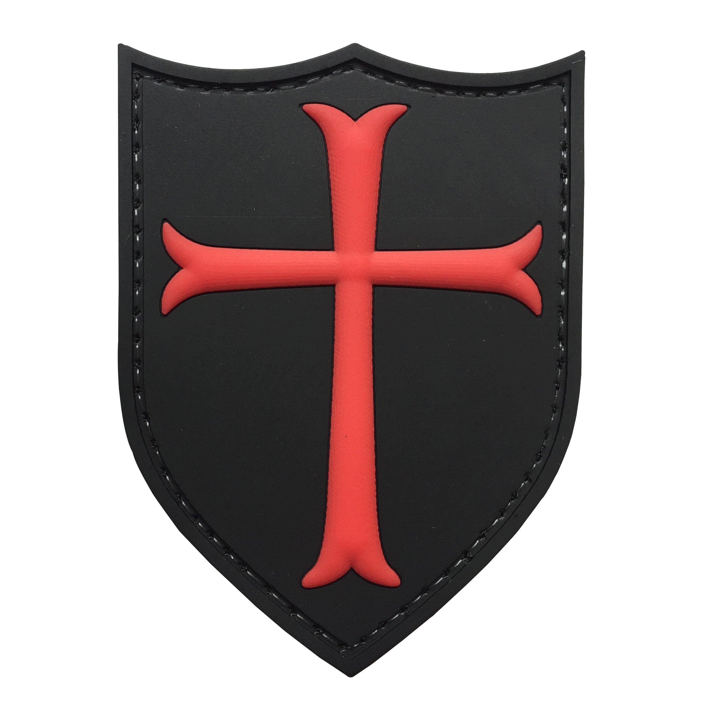 Knights Templar Crusaders Cross PVC Patch Black and Red