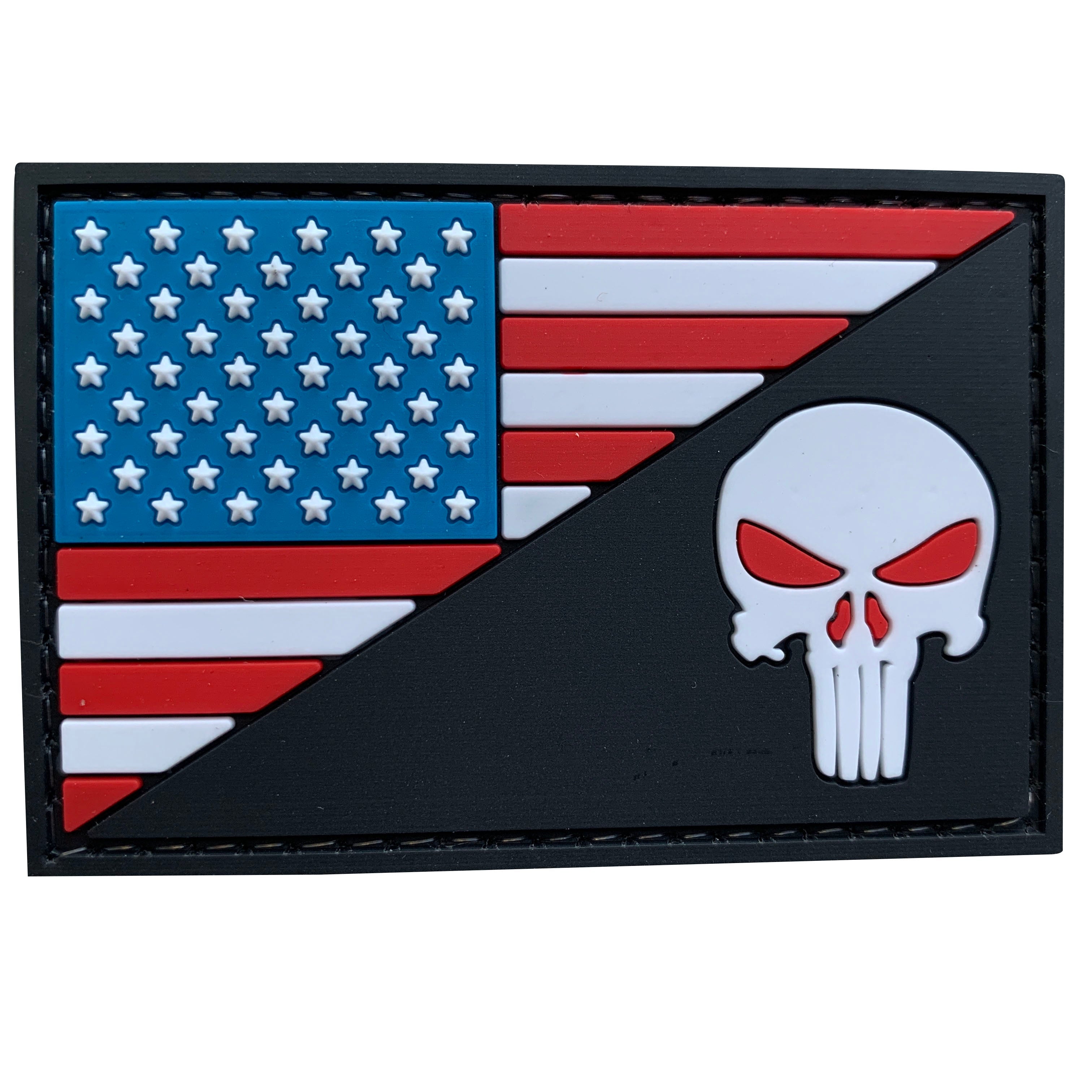 US Flag with Punisher - Red Eyes - PVC Patch