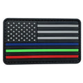 US Flag Forward PVC Patch with Thin Blue and Green and Red Line