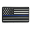 US Flag Forward PVC Patch Black and Light Gray with Blue Line