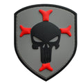 Knights Templar Cross Crusaders with Skull in Middle PVC Patch Gray
