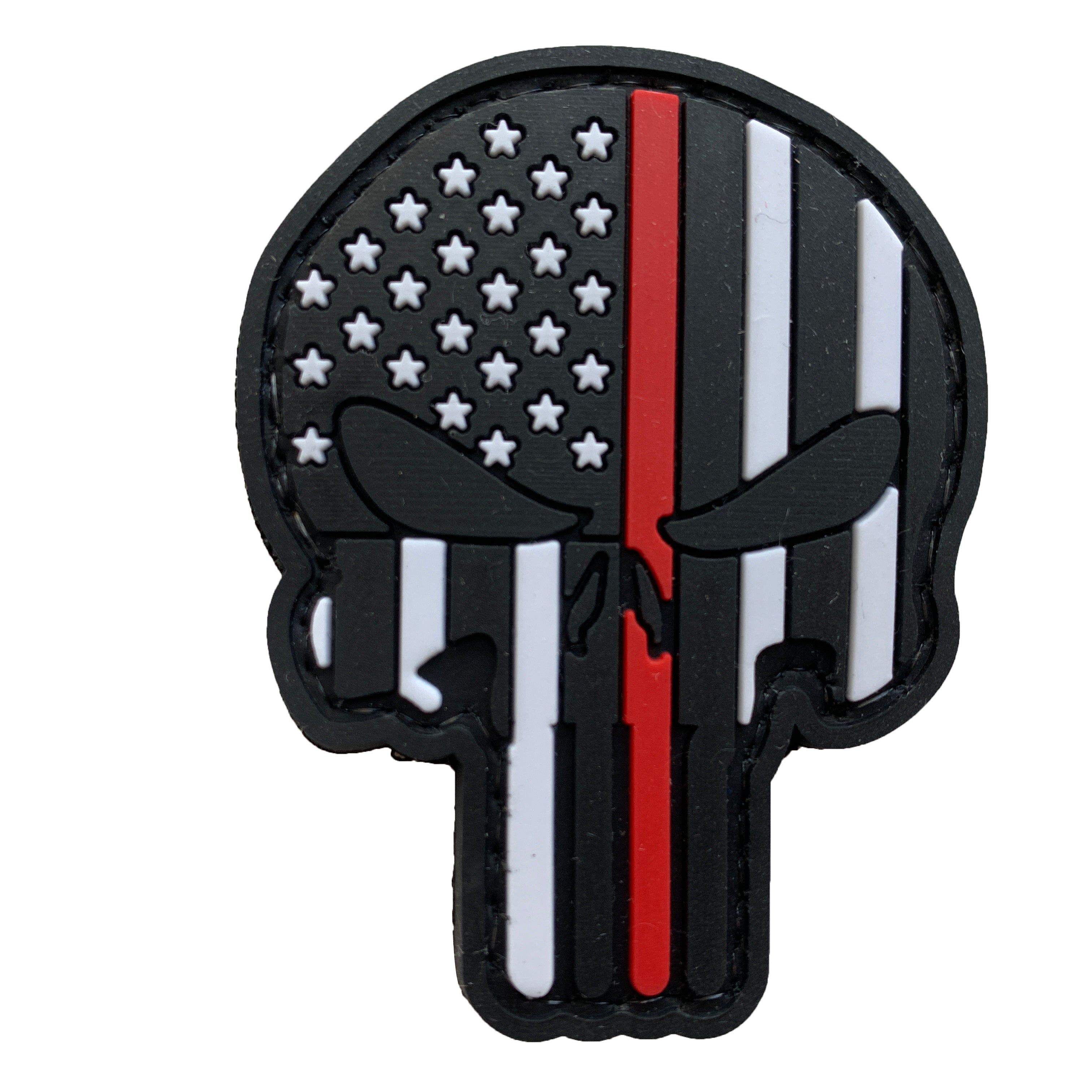 Patriot Skull Thin Red Line Flag - PVC Patch
