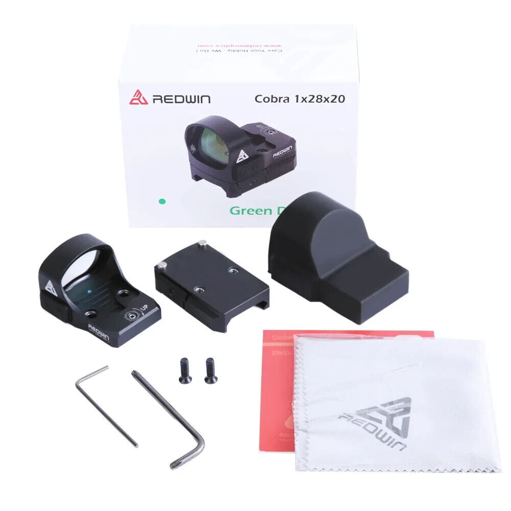 Red Win Cobra 28x20 Green Dot Sight - ALS & Manual, IPX67, 8-Level Illumination