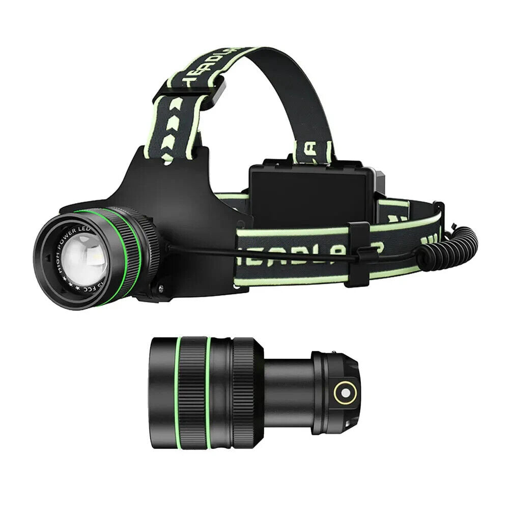 Rechargeable Mining Lamp 2500LM Type-C LED Headlamp Zoomable Motion Sensor