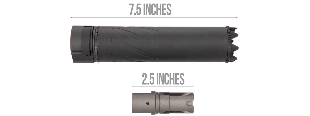 5KU SOCOM556MG Monster QD 7.5 Mock Suppressor / Barrel Extension Fluted (BLACK)