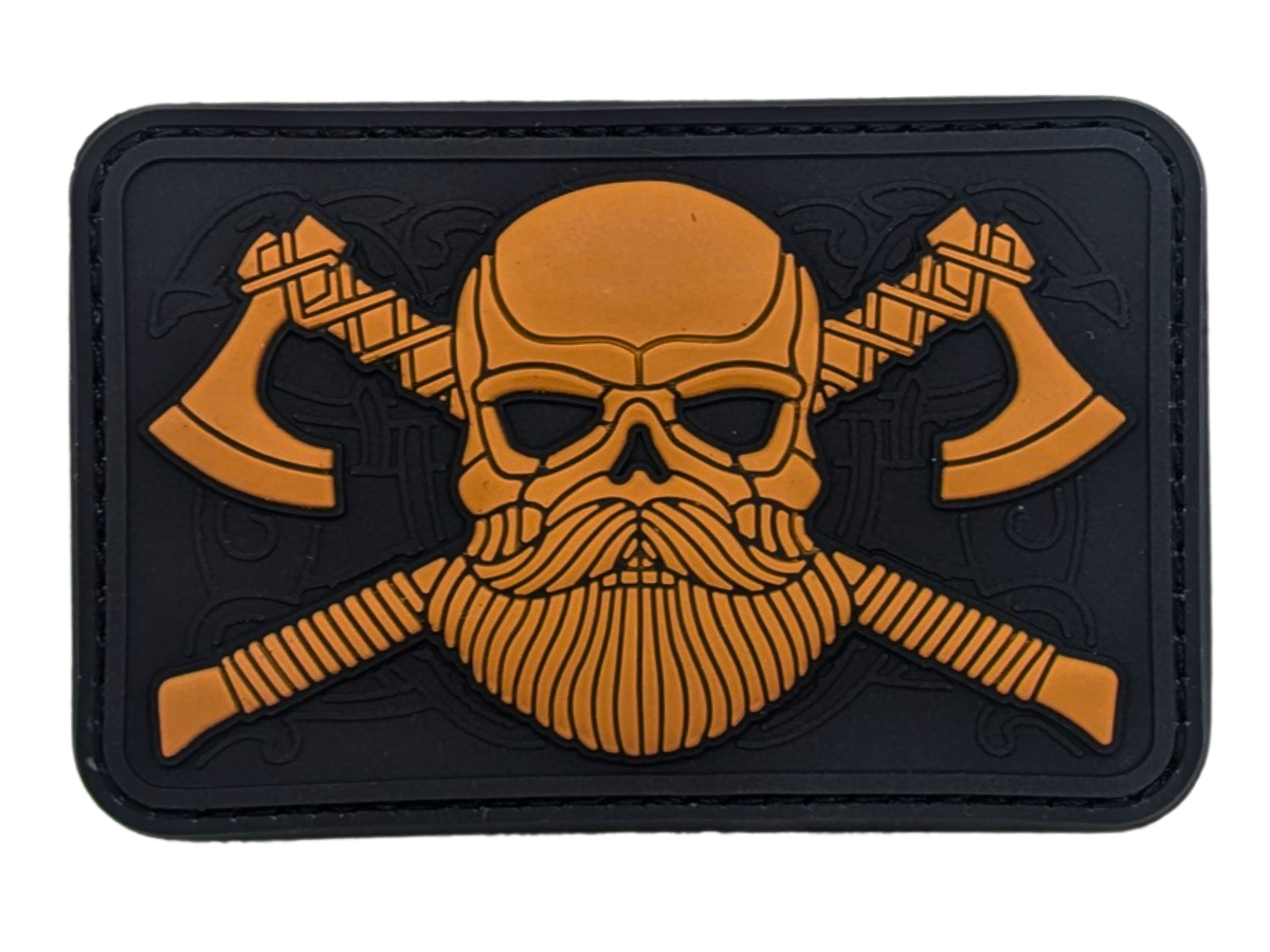 Viking Skull With Cross Axes - Bronze PVC Patch