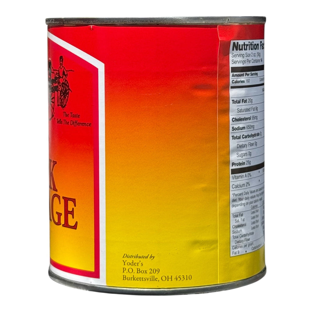 Yoder’s Canned Pork Sausage| 28 oz can | Real USA Pork | Fully Cooked | Shelf Stable Survival Food | 10+ Year Shelf Life | Ready to Eat | Ideal for Prepping, Storage & Camping