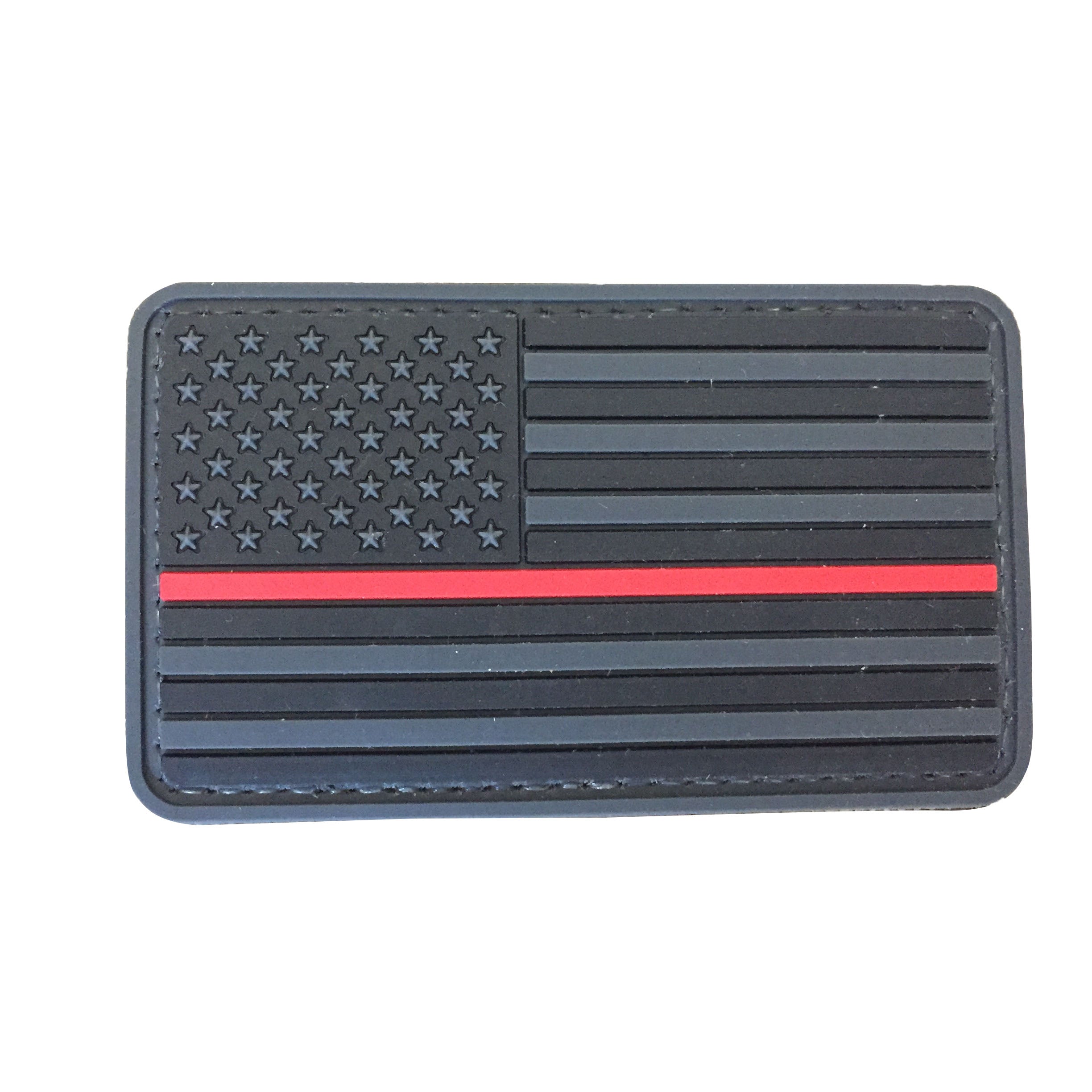 US Flag Forward PVC Patch Black and Dark Gray with Thin Red Line