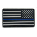 US Flag Reverse PVC Patch Black and Light Gray with Blue Line