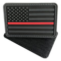 3D US Flag Forward PVC Patch Black and Thin Red Line - Short