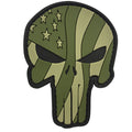Skull Waving US Flag PVC Patch OD Green