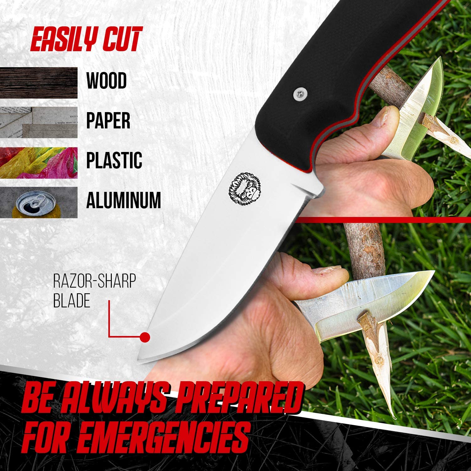 "THE REDLINE" FULL TANG SURVIVAL NECK KNIFE WITH G10 HANDLE