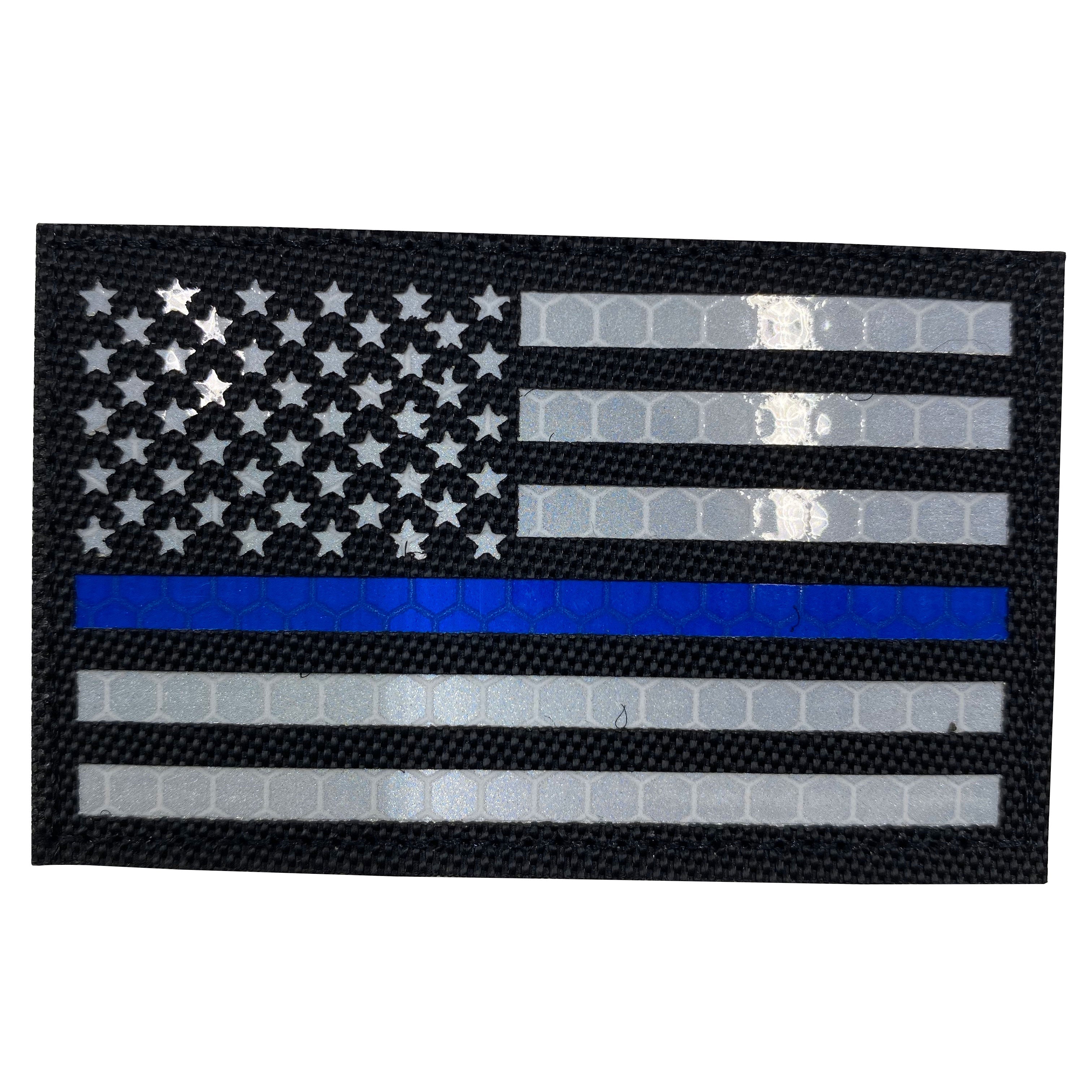 Reflective US Flag Patch Forward With Thin Blue Line