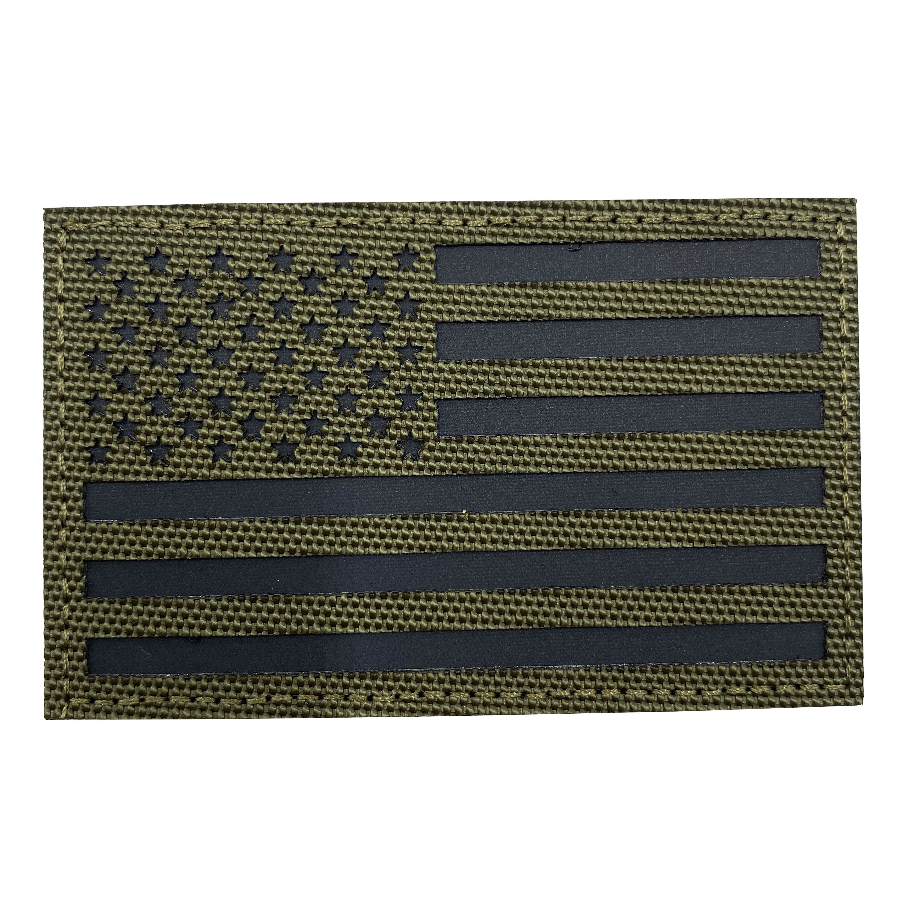 Reflective IR US Flag - OD Green / Black