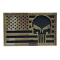 Reflective Fabric US Flag with Skull Multicam