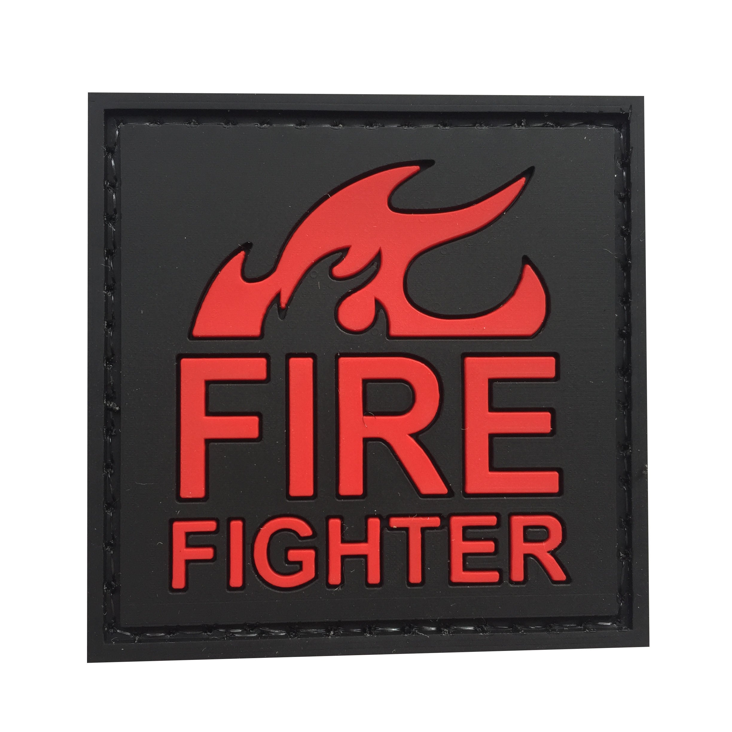 Fire Fighter - Black and Red - PVC Patch