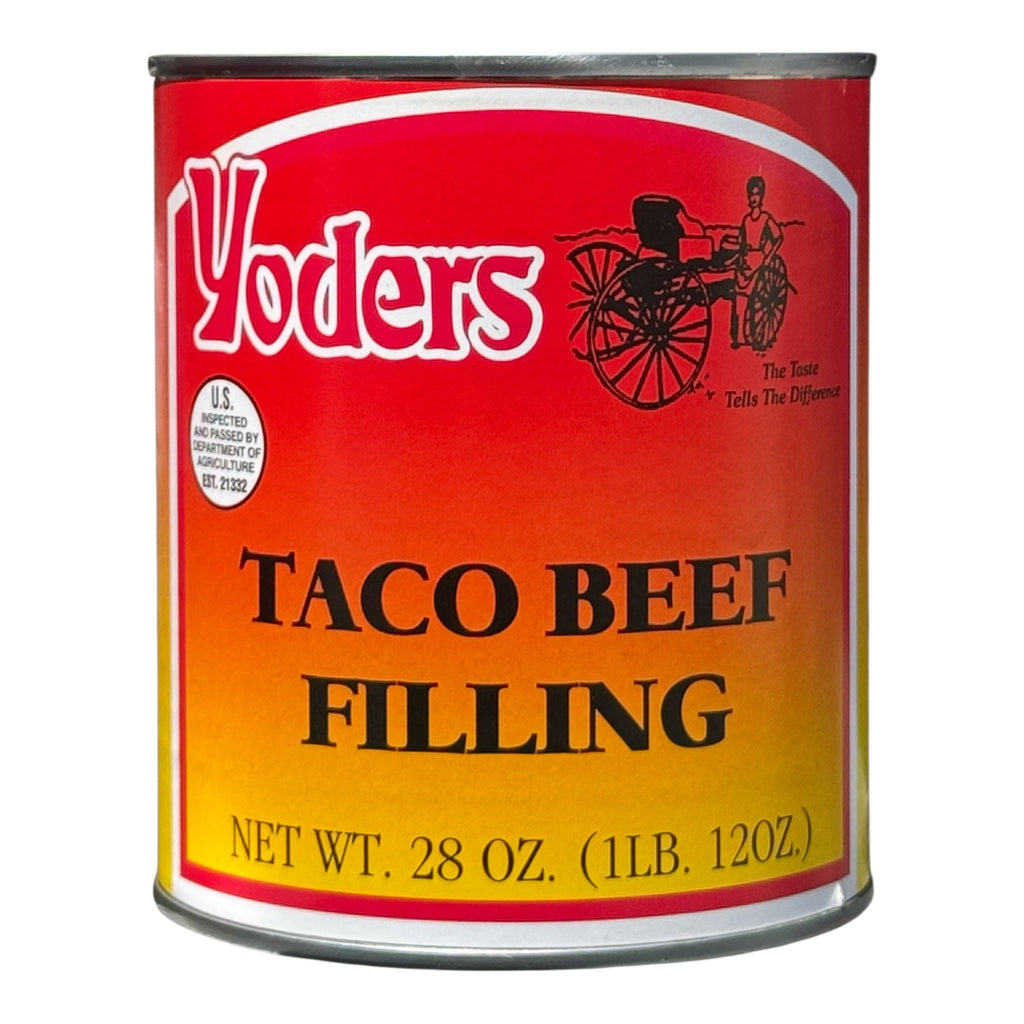 Yoder’s Canned Taco Beef Filling | 28 oz can | Real USA Beef | Fully Cooked | Shelf Stable Survival Food | 10+ Year Shelf Life | Ready to Eat | Ideal for Prepping, Storage & Camping