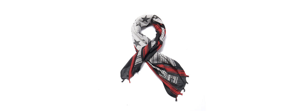 Lancer Tactical Multi-Purpose Shemagh Face Head Wrap w/ Black Stars (RED / WHITE)