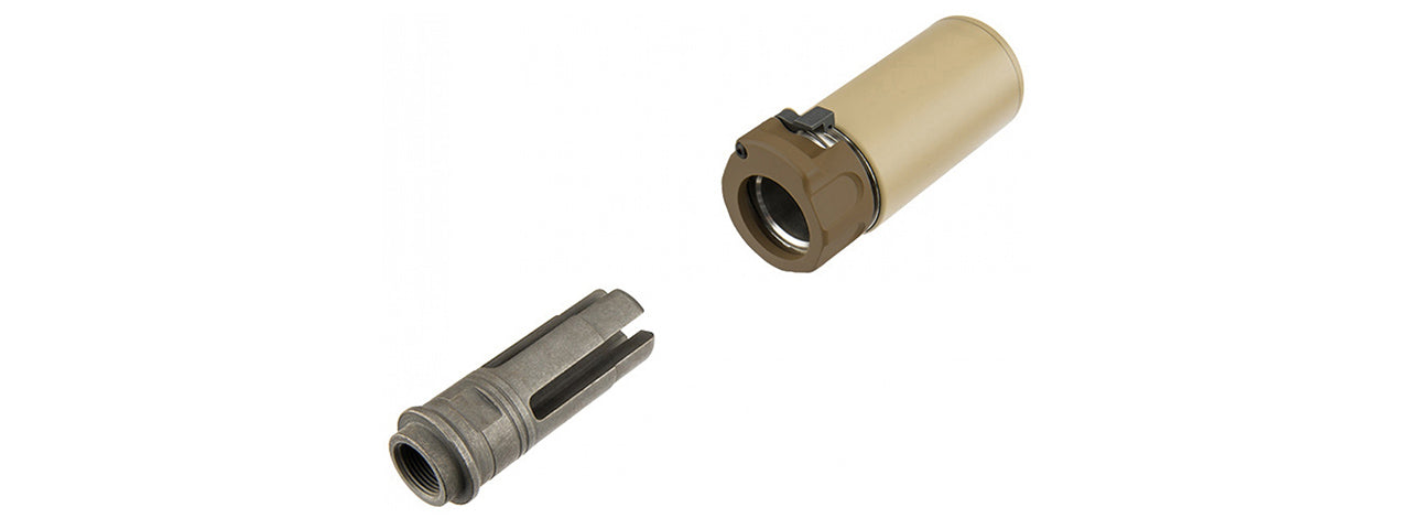 Atlas Custom Works Full Metal SOCOM QD Barrel Extension w/ Flash Hider Stubby - (Tan)