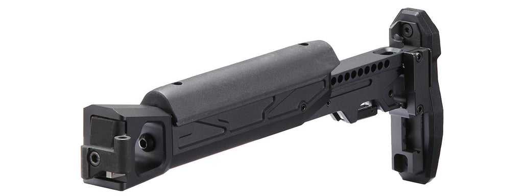 Atlas Custom Works Folding Telescopic Buttstock w/ Cheek Riser for GHK AK74 GBB Airsoft Rifle - (Black)