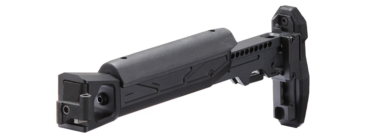 Atlas Custom Works Folding Telescopic Buttstock w/ Cheek Riser for GHK AK74 GBB Airsoft Rifle - (Black)