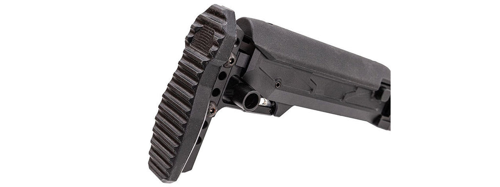 Atlas Custom Works Adjustable Telescopic Folding Stock w/ 4 Position Cheek Riser for GHK AKM V3 GBBR Airsoft Rifles - (Black)