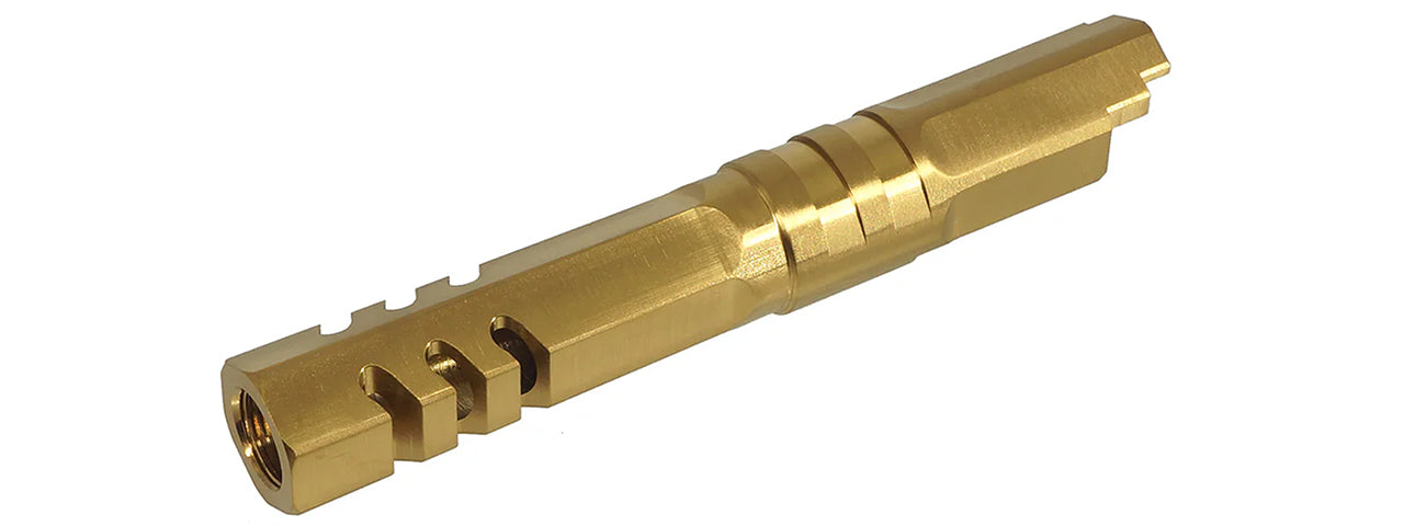 Atlas Custom Works Stainless Hexagon Outer Barrel for Tokyo Marui Hi-Capa 4.3 GBB Airsoft Pistols - (Gold)
