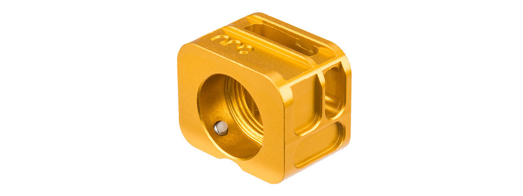 ATLAS CUSTOM WORKS 14MM CCW AIRSOFT X-OUT S COMPENSATOR FOR G SERIES GBB PISTOLS (GOLD)
