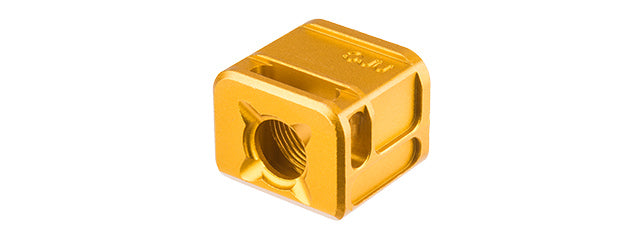 ATLAS CUSTOM WORKS 14MM CCW AIRSOFT X-OUT M COMPENSATOR FOR G SERIES GBB PISTOLS (GOLD)