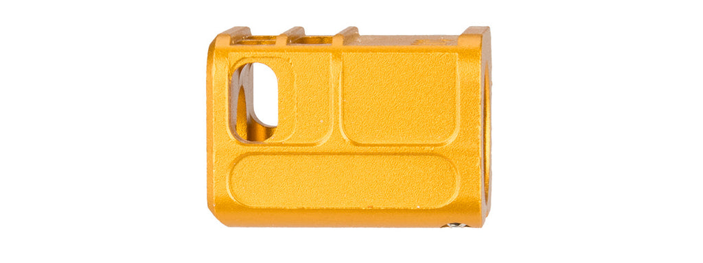 ATLAS CUSTOM WORKS 14MM CCW AIRSOFT X-OUT L COMPENSATOR FOR G SERIES GBB PISTOLS (GOLD)