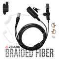 Velcro Tactical Mic & Earpiece Braided Fiber Kit w/ Quick Disconnect (Hirose) - Harris: All P5300 P5400 P5500 P7300 Series, XG-15/25/75, XL-45, XL-95 & More