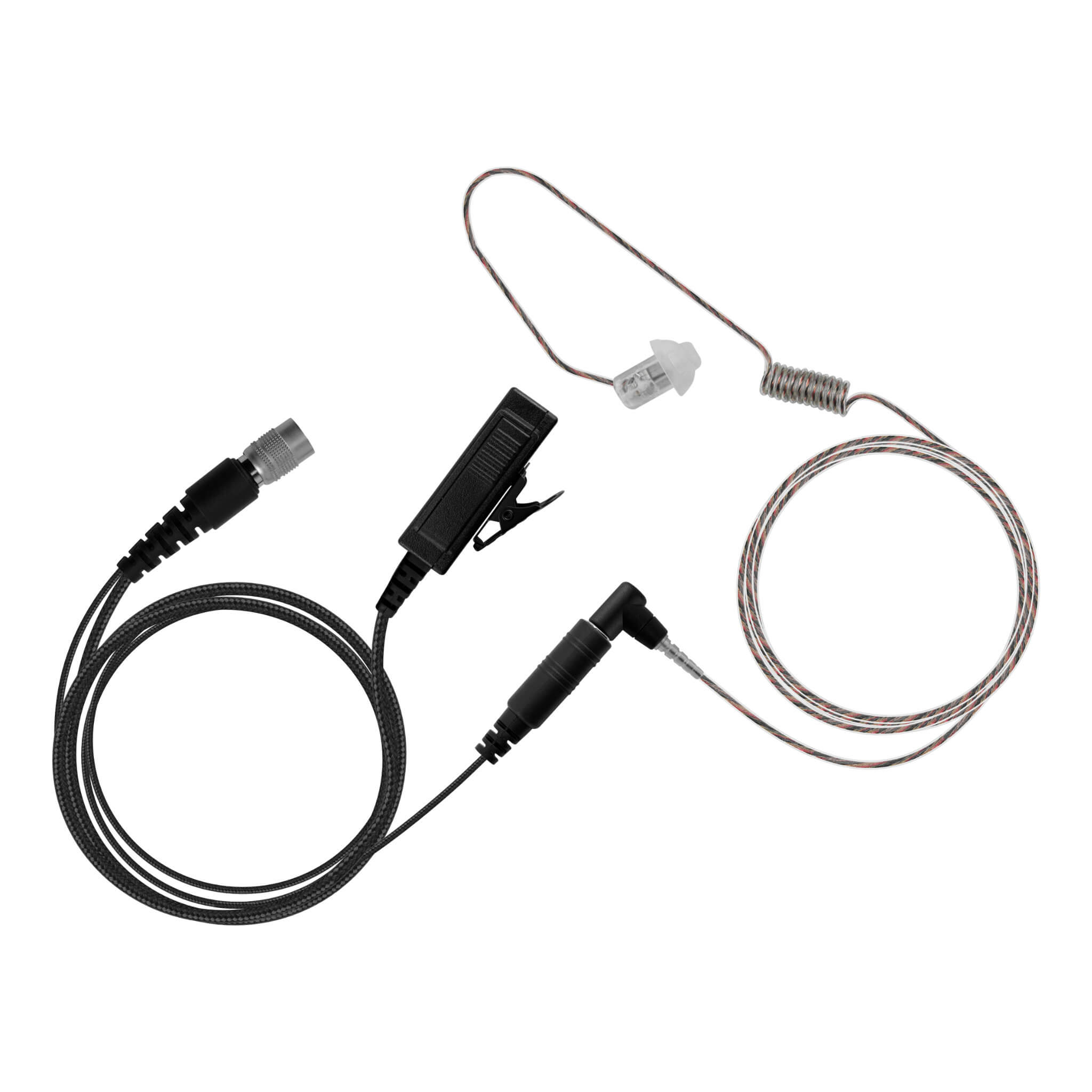 Braided Fiber Tactical Mic & Invisible Series Tubeless Earpiece Complete Kit w/ Quick Disconnect (Hirose) - EF Johnson VP5000 VP6000 VP8000 Series