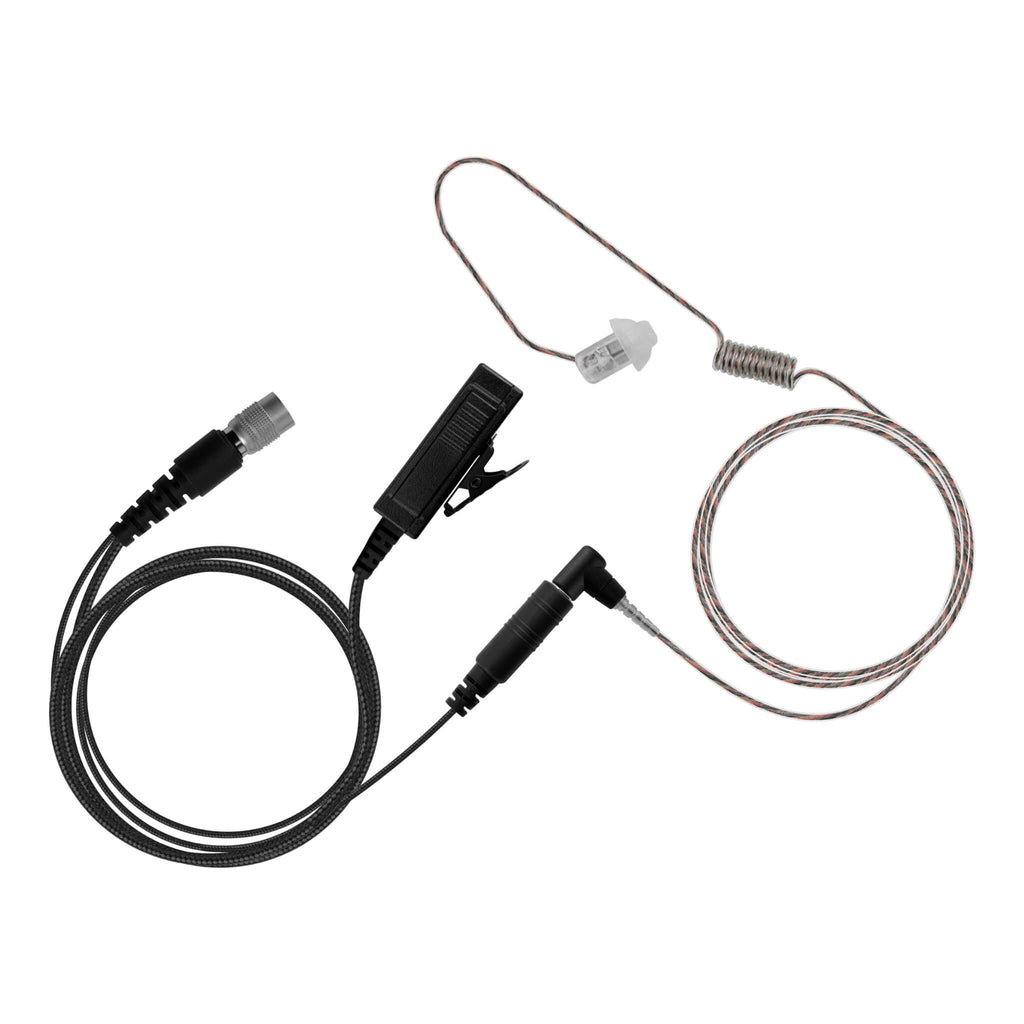 Braided Fiber Tactical Mic & Invisible Series Tubeless Earpiece Complete Kit w/ Quick Disconnect (Hirose) - Harris: XL-150/P, XG-100/P, XL-185/P/Pi, XL-200/P/Pi, XL-400