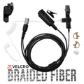 Velcro Tactical Mic & Earpiece Braided Fiber Kit - Quick Disconnect (Hirose) Motorola XTS Series, HT/JT1000, MT/MTS2000, MTX838/900/8000/9000, PR1500 & More