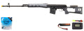 Atlas Custom Works Svd Dragunov Electric Airsoft Sniper Rifle W/ Sportsman Stock - Battery/Adapter/Charger Combo (Black)