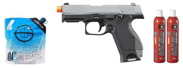 Kizuna Works KW-15k Gas Blowback Airsoft Pistol - Green Gas Combo - (Metal/cerakote Gray)