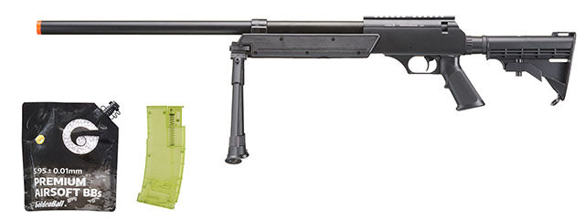 Well Airsoft L96 AWS Bolt Action Rifle Metal Barrel Optics Rail - (Tan) - BB/Sniper Bundle