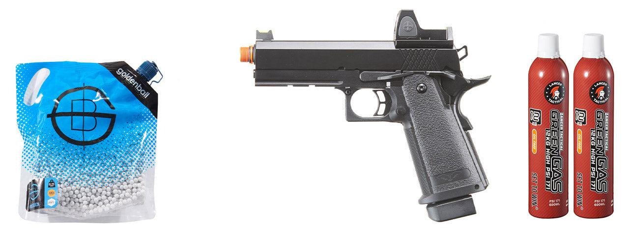 Raven Airsoft 4.3 Hi Capa + Micro Red Dot - Green Gas Combo - (Black)